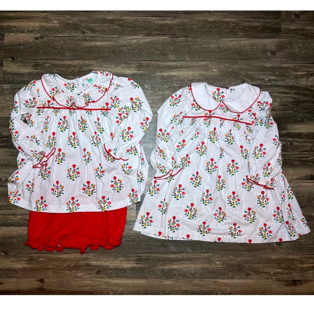 Shrimp & Grits Kids 3T Floral Peter Pan Collar Dress Bloomer Matching Set